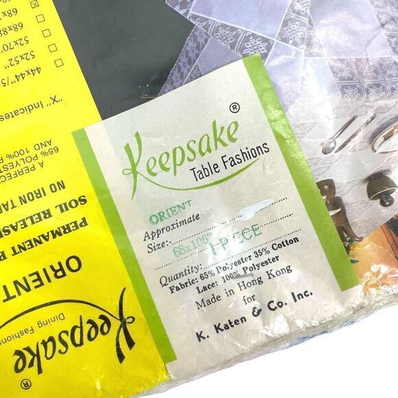 Vintage Keepsake Orient Permanent press no iron tablecloth Cream 68x106” lace - Picture 8 of 8